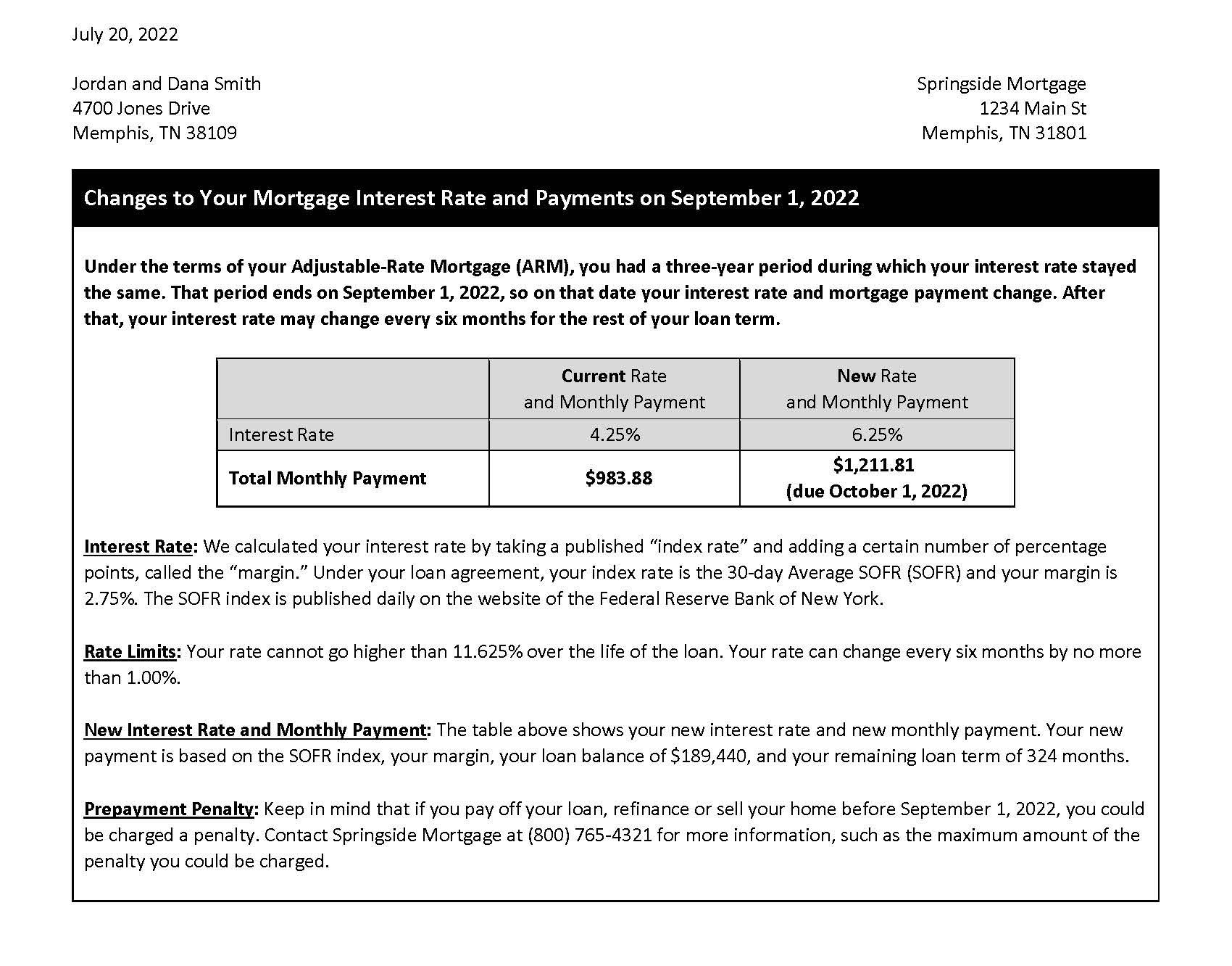 Revised sample form for § 1026.20(c)