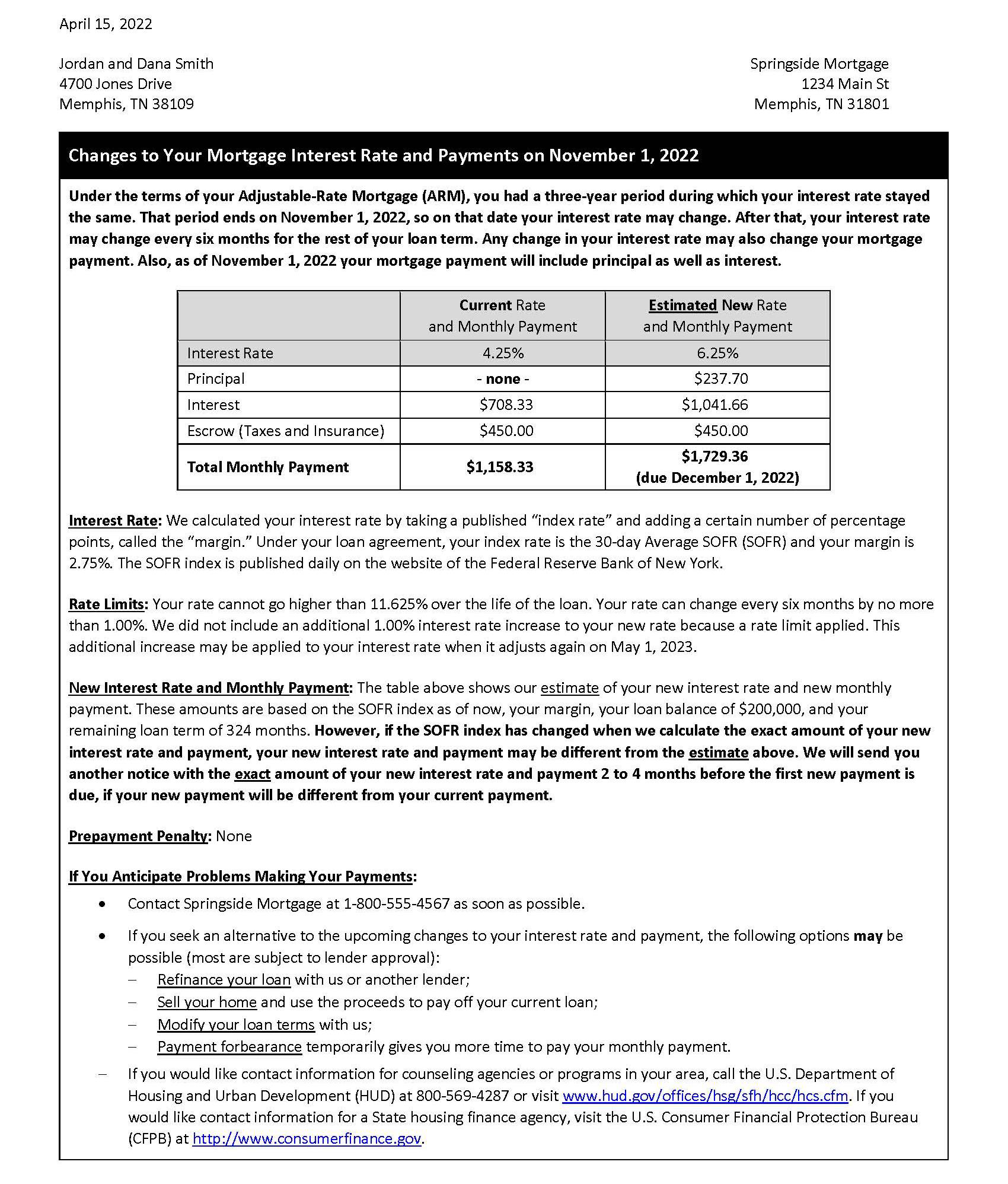 Revised sample form for § 1026.20(d)