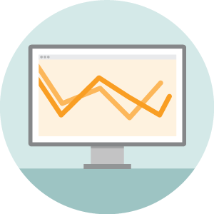 Computer monitor displaying a line graph